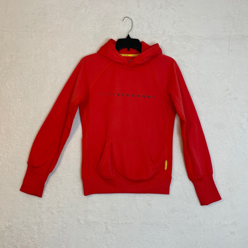 Nike Therma-FIT LIVESTRONG Hoodie Red Fleece Athletic Pullover Men S